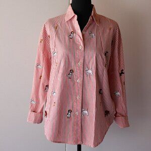 Teddi Vintage Embroidered Puppy Button-down